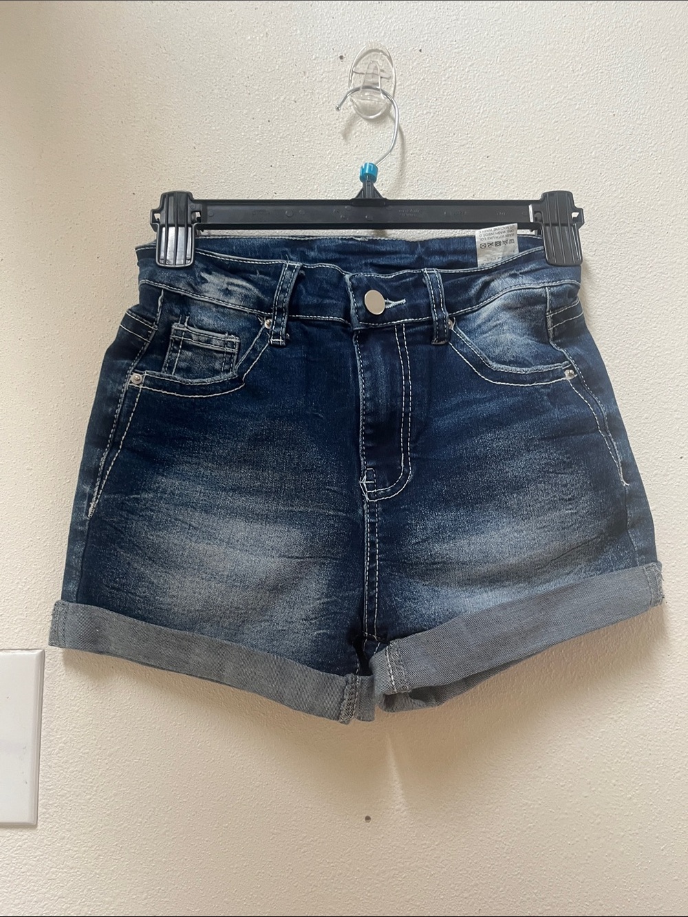 SHEIN Dark Blue Rolled Cuff Denim Shorts